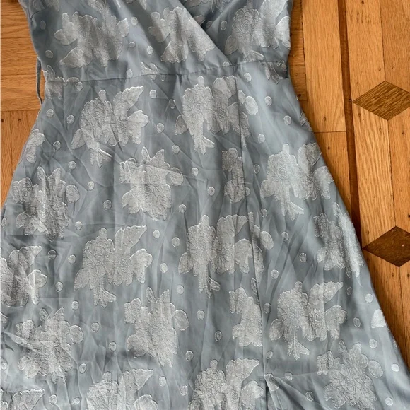 Lulu’s Compelling Love Light Blue Jacquard Short Sleeve Maxi Dress - Picture 9 of 16